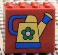 LEGO part Ladrillo 2 x 4 x 3 con patrón de regadera amarilla con asa azul y flor verde 30144pb004