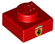 LEGO part Platte 1 x 1 mit Ferrari-Emblem-Muster 3024pb013