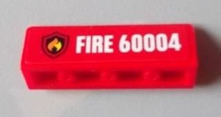 LEGO part Panel 1 x 4 x 1 with Flame on Black Shield Fire Logo Badge, White 'FIRE 60004' Pattern Model Left Side (Sticker) - Set 60004 (30413pb033L)