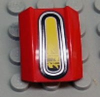 LEGO part Schräge, Curva 2 x 2 Labbro con Motivo Giallo e Grigio Scuro/Chiaro 30602pb022
