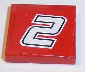 LEGO part Piastrella 2 x 2 con Motivo Numero 2 Bianco con Contorno Nero su Sfondo Rosso (Adesivo) - Set 8168 (3068pb1066)