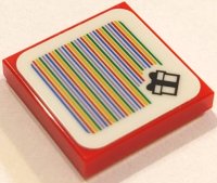 LEGO part Tile 2 x 2 with Super Mario Scanner Code Gift Box Pattern (Sticker) - Set 71406 3068pb2070