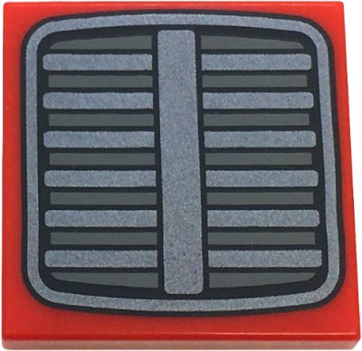 LEGO part Tile 2 x 2 with Dark Silver and Dark Bluish Gray Tractor Grille Pattern (3068pb2583)