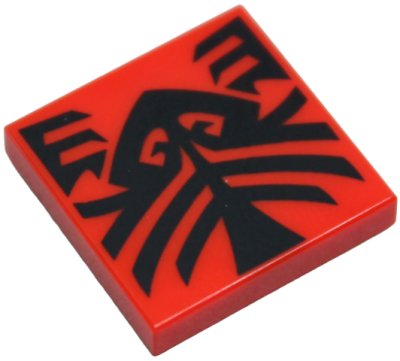 LEGO part Tile 2 x 2 with Black Tattoo Markings Pattern (3068pb2670)