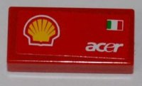 LEGO onderdeel Tegeltje 1 x 2 with Shell Logo, Italian Flag and 'acer' Pattern Model Left Side (Sticker) - Set 8123 3069pb0193L