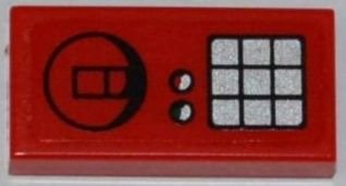 LEGO part Tile 1 x 2 with Phone Switch and Dial Buttons Pattern (Sticker) - Set 3368 (3069pb0202)