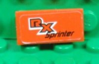LEGO part Carreau 1 x 2 with 'RX Sprinter' Pattern (Sticker) - Set 8655 3069pb0212