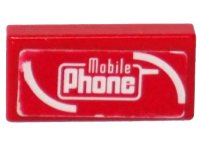 LEGO part Platte 1 x 2 mit Weiß 'Mobile Phone' Muster (Aufkleber) - Set 8130 3069pb0271