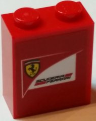 LEGO part Stein 1 x 2 x 2 mit innerer Stifthalterung mit Scuderia-Ferrari-Logo mit schwarzumrandtem Ferrari-Logo-Muster (Aufkleber) - Set 75913 (3245cpb054)
