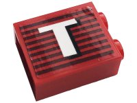 LEGO part Mattone 1 x 2 x 2 con Portastud Interno con Strisce Grigie e Motivo Lettera Maiuscola T Bianca Lato Destro (Adesivo) - Set 10272 3245cpb146R