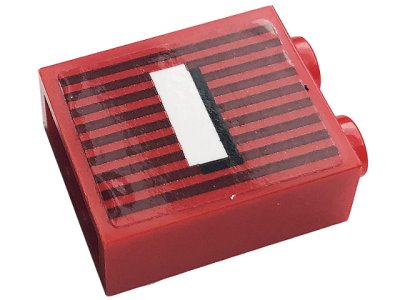 LEGO part Stein 1 x 2 x 2 mit Inside Stud Holder mit Grauen Streifen und Weißem Großbuchstaben I Muster (Aufkleber) - Set 10272 (3245cpb152)