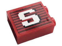 LEGO onderdeel Steen 1 x 2 x 2 met binnensteunpen met Grijze Strepen en Witte Hoofdletter S Patroon (Sticker) - Set 10272 3245cpb154