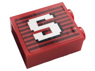 LEGO part Stein 1 x 2 x 2 mit Inside Stud Holder mit Grauen Streifen und Weißem Großbuchstaben S Muster (Aufkleber) - Set 10272 (3245cpb154)