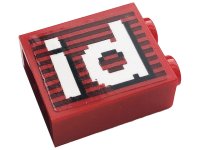 LEGO part Mattone 1 x 2 x 2 con Portastud Interno con Strisce Grigie e Motivo 'id' Bianco (Adesivo) - Set 10272 3245cpb155