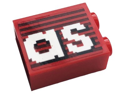 LEGO part Stein 1 x 2 x 2 mit Inside Stud Holder mit Grauen Streifen und Weißem 'as' Muster (Aufkleber) - Set 10272 (3245cpb156)
