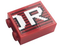 LEGO part Brick 1 x 2 x 2 with Inside Stud Holder with Gray Stripes and White 'OR' Pattern (Sticker) - Set 10272 3245cpb159