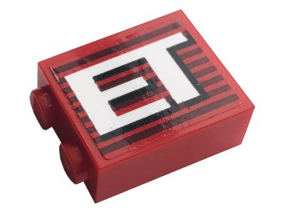 LEGO part Stein 1 x 2 x 2 mit Inside Stud Holder mit Grauen Streifen und Weißem 'ET' Muster (Aufkleber) - Set 10272 (3245cpb160)