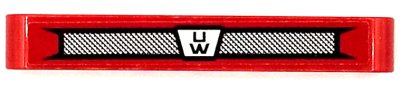 LEGO part Technic, Liftarm Épais 1 x 7 with Black and Silver Grille and 'UW' Logo Pattern (Sticker) - Set 42098 (32524pb075)
