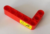 LEGO part Technic, Liftarm, Forma L Spesso Piegato Modificato 3 x 5 con Segnale di Avvertimento sul Lato (Adesivo) - Set 42082 32526pb017