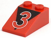 LEGO part Schräge 33 3 x 2 con Patrón Número Rojo 3 y Triángulo Negro 3298pb002