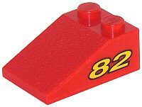 LEGO part Slope 33 3 x 2 with Yellow Number 82 Pattern on Both Sides (Stickers) - Set 8210 3298pb029