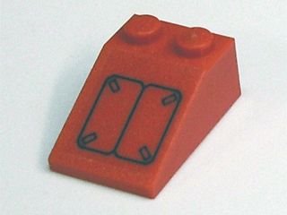 LEGO onderdeel Schuin 33 3 x 2 met Zwart Rechthoek Lijnen Patroon (Sticker) - Set 7701 (3298pb044)