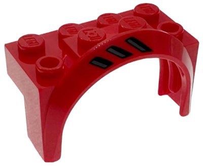 LEGO part Vehicle, Mudguard 4 x 2 1/2 x 2 with Arch Round with Black and Dark Bluish Gray Air Vents Pattern Model Right Side (3387pb02R)