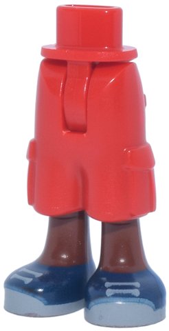 LEGO part Mini Doll Hips and Trousers Cropped Large Pockets with Molded Reddish Brown Legs and Printed Dark Blue Shoes with Light Bluish Laces and Soles Pattern - Thin Hinge (35216bc00pb006)
