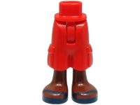 LEGO part Mini Doll Hips and Trousers Cropped Large Pockets with Molded Reddish Brown Legs and Printed Dark Blue Sandals with V-Shaped Straps Pattern - Thin Hinge 35216bc00pb010