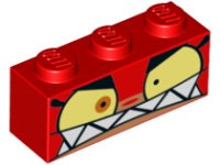 LEGO part Brick 1 x 3 with Cat Face Wide Yellow Eyes, Angry Expression with Clenched Teeth Pattern (Angry Unikitty) 3622pb080