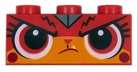LEGO part Brick 1 x 3 with Cat Face with Bright Light Orange Muzzle, Frown, Wide Eyes Pattern (Warrior Kitty) 3622pb105