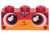 LEGO part Steen 1 x 3 met kattengezicht wijd ogen en glimlachend patroon (rustachtig katje) 3622pb110
