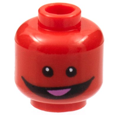 LEGO part Minifigure, Head Alien with Black Eyes and Wide Smile with Dark Pink Tongue Pattern - Hollow Stud (3626pb3021)