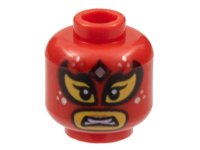 LEGO onderdeel Minifigure, Head Balaclava, Yellow Eyes and Mouth with Black Outlines, Silver Spots and Diamond on Forehead, Scowl Pattern - Hollow Stud 3626pb3077