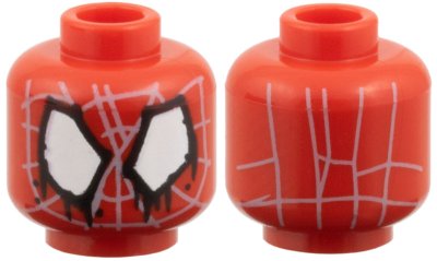LEGO part Minifigure, Head Alien with Spider-Man Light Bluish Gray Webbing, Large Irregular White Eyes with Black Borders and Paint Drips Pattern (3626pb3943)
