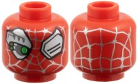 LEGO part Minifigure, Head Alien Silver Webbing, Eyes and Cyborg Eyepiece, Bright Green Eye Sensors Pattern 3626pb3954