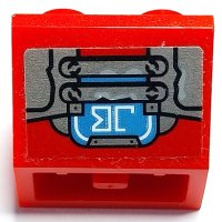 LEGO part Slope, Inverted 45 2 x 2 with Flat Bottom Pin with Silver Handles and Plates and Dark Azure Screen with White 'JB' Pattern (Sticker) - Set 70436 3660pb032
