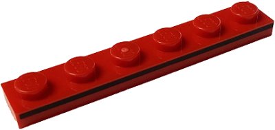 LEGO part Plate 1 x 6 with Black Stripe Pattern (3666pb04)