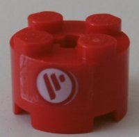 LEGO part Brick, Round 2 x 2 with Axle Hole with 3 Red Stripes in White Circle Pattern (Sticker) - Set 42100 3941pb39