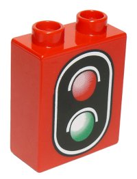 LEGO part Duplo, Brick 1 x 2 x 2 with Traffic Signal Double Pattern 4066pb276