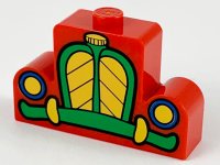 LEGO part Brick, Modified 1 x 4 x 2 Center Stud Top with Car Grille Mickey green/yellow Pattern 4088px6