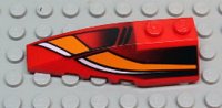 LEGO part Wedge 6 x 2 Left with White/Orange Curves and Black Fade Pattern 41748pb013