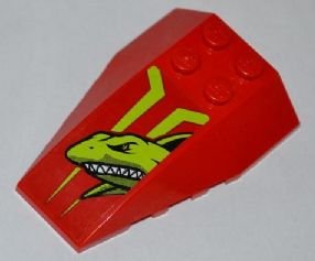 LEGO part Wedge 6 x 4 Triple Curved with Lime Shark Head Pattern (Sticker) - Set 7967 (43712pb033)