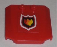 LEGO part Wedge 4 x 4 x 2/3 Triple Curved with Fire Logo Pattern (Sticker) - Set 7206 45677pb026
