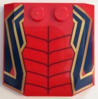 LEGO part Wedge 4 x 4 x 2/3 Triple Curved with Dark Blue and Gold Lines and Ornaments and Dark Red Spider Web Pattern 45677pb163