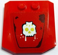 LEGO part Wedge 4 x 4 x 2/3 Triple Curved with White Skeleton Head with Gold Eyes and Nose and Dark Brown Rust Marks Pattern (Sticker) - Set 70436 45677pb164