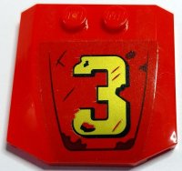 LEGO part Wedge 4 x 4 x 2/3 Triple Curved with Gold Number 3 and Dark Brown Rust Marks Pattern (Sticker) - Set 70436 45677pb165