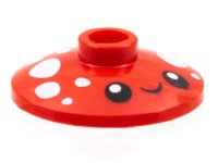 LEGO part Dish 2 x 2 Inverted (Radar) with  White Spots, Black Eyes and Grin Pattern 4740pb021