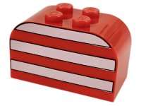 LEGO part Slope, Curved 4 x 2 x 2 Double with 4 Studs with White Stripes Pattern 4744px4