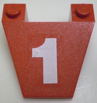 LEGO part Wedge 4 x 4 Taper with White Number 1 Pattern (Sticker) - Set 5540 (4858pb08)